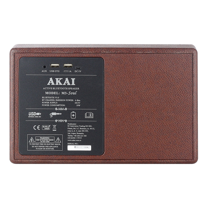 AKAI M3 SOUL COFFEE - Trådløs højttaler 20W/6000 mAh