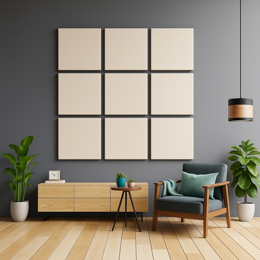 Akustisk panel SILENCE 58x58 cm cremefarvet