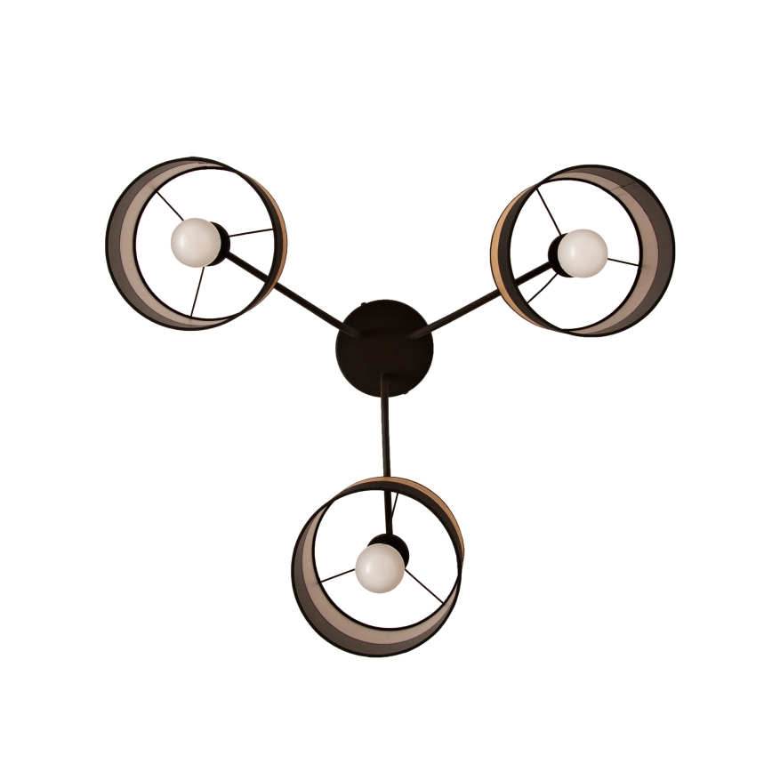 ALBA påbygget lysekrone, 3xE27/15W/230V, Ø 66 cm, sort/brun