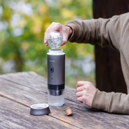 Aligator ACM002 - PortaCaffé 3-i-1 genopladelig rejsekaffemaskine 72 W/7500 mAh grå