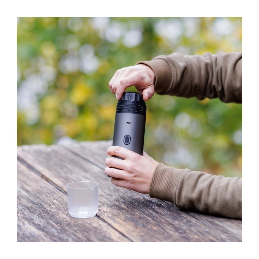 Aligator ACM002 - PortaCaffé 3-i-1 genopladelig rejsekaffemaskine 72 W/7500 mAh grå