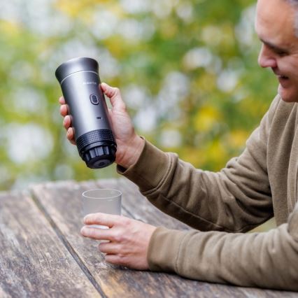 Aligator ACM002 - PortaCaffé 3-i-1 genopladelig rejsekaffemaskine 72 W/7500 mAh grå