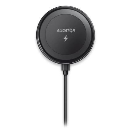 Aligator AMS05BK - Magnetisk telefonholder til bil med trådløs Qi-opladning 15 W og MagSafe, sort