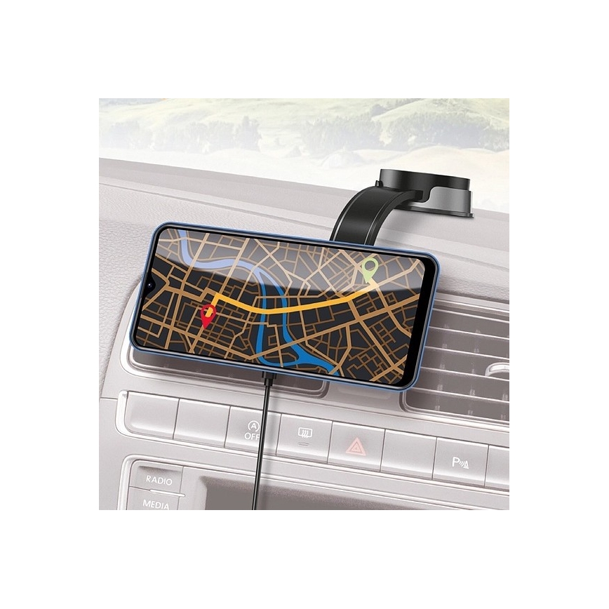 Aligator AMS07BK - Mobilholder til bil med fleksibel MagSafe-arm, sort