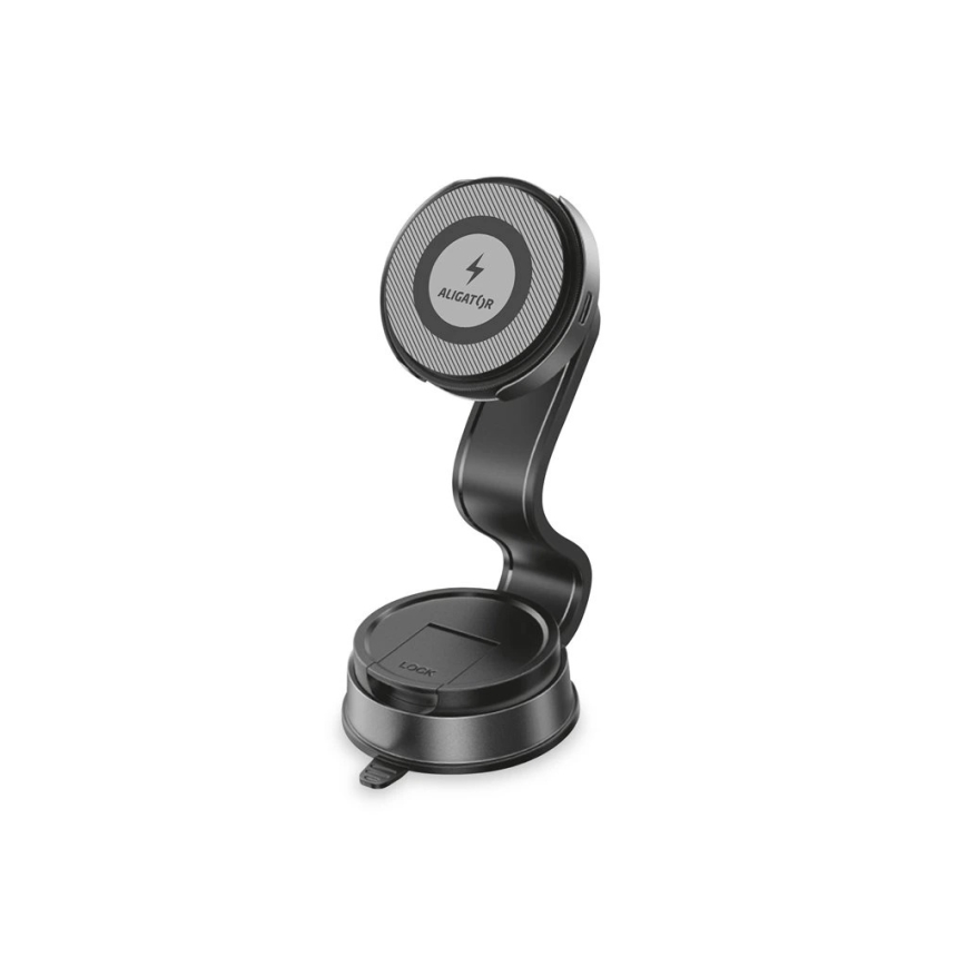 Aligator AMS07BK - Mobilholder til bil med fleksibel MagSafe-arm, sort