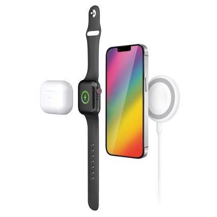 Aligator AMS08WT - Trådløs MagSafe-oplader 3-i-1 15W hvid