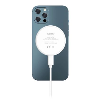 Aligator AMS08WT - Trådløs MagSafe-oplader 3-i-1 15W hvid