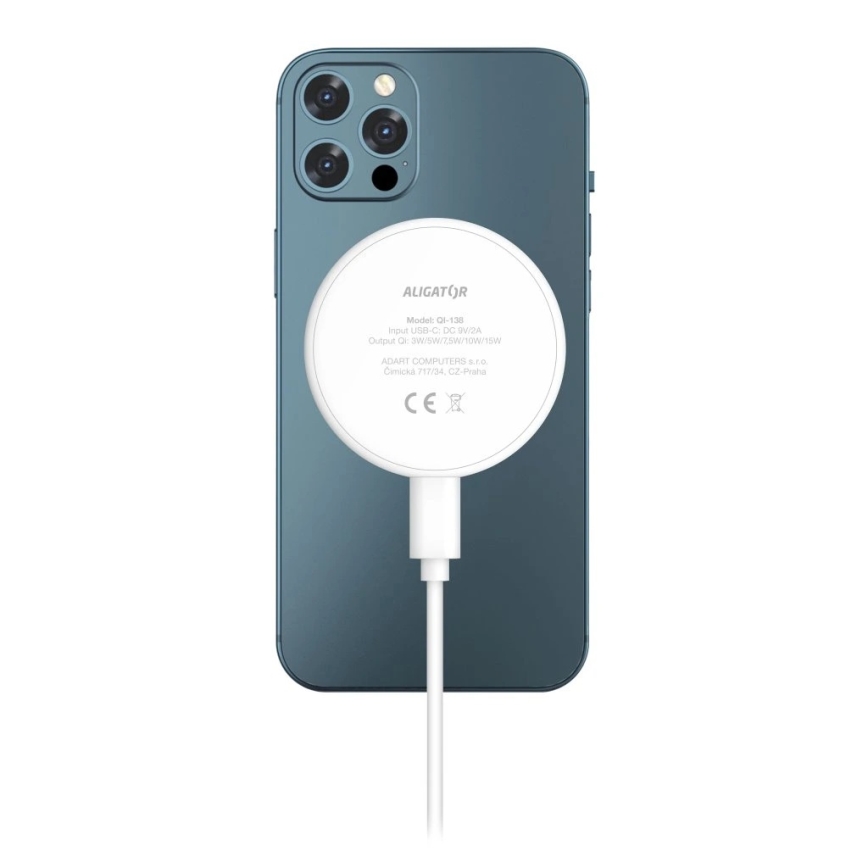 Aligator AMS08WT - Trådløs MagSafe-oplader 3-i-1 15W hvid