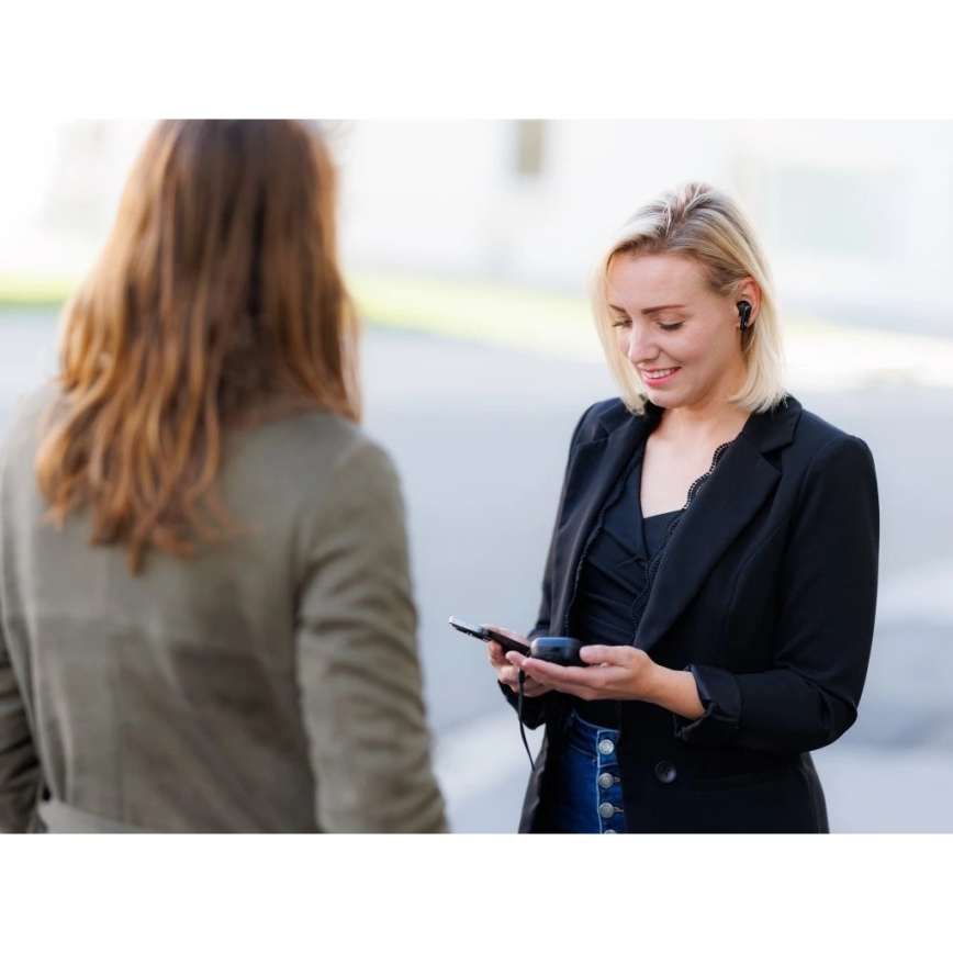 Aligator ATR10BK - Trådløse høretelefoner med 2-i-1 oversætter Pods Translate 470 mAh + 2x 40 mAh sort