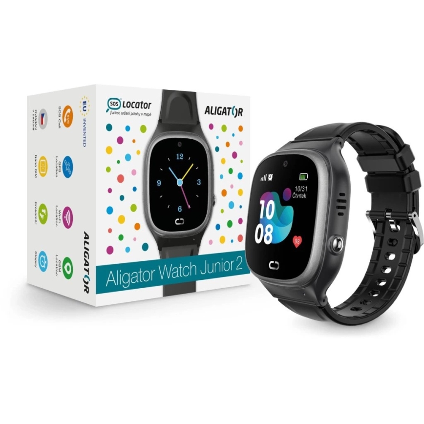 Aligator AW11BK - Smartwatch Watch Junior 2 450 mAh IP67 Wi-Fi sort
