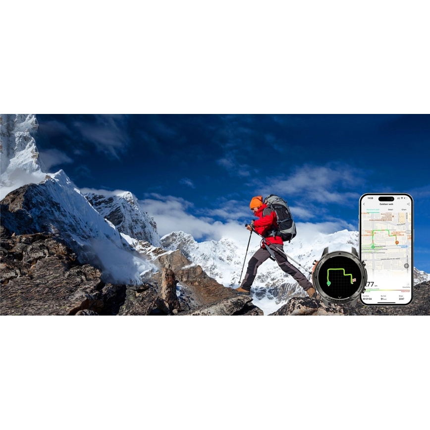 Aligator AW12BK - Smartwatch Watch GPS 500 mAh IP69K sort