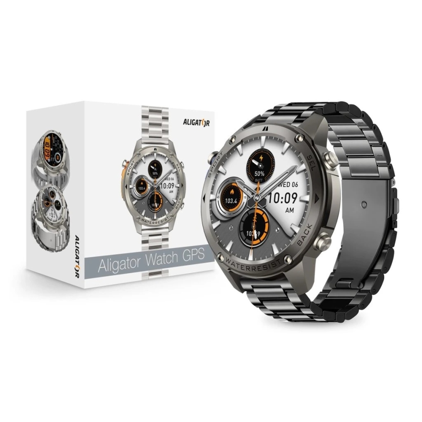 Aligator AW12BK - Smartwatch Watch GPS 500 mAh IP69K sort