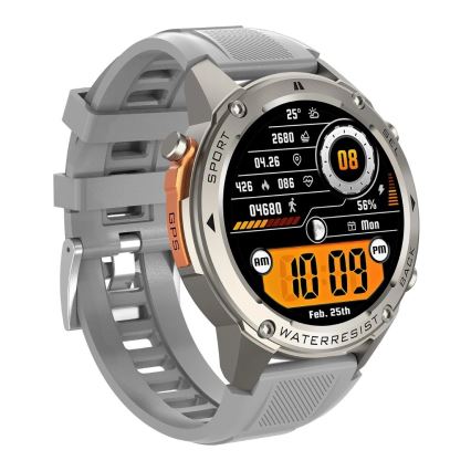 Aligator AW12SR - Smartwatch med GPS, 500 mAh, IP69K, sølv
