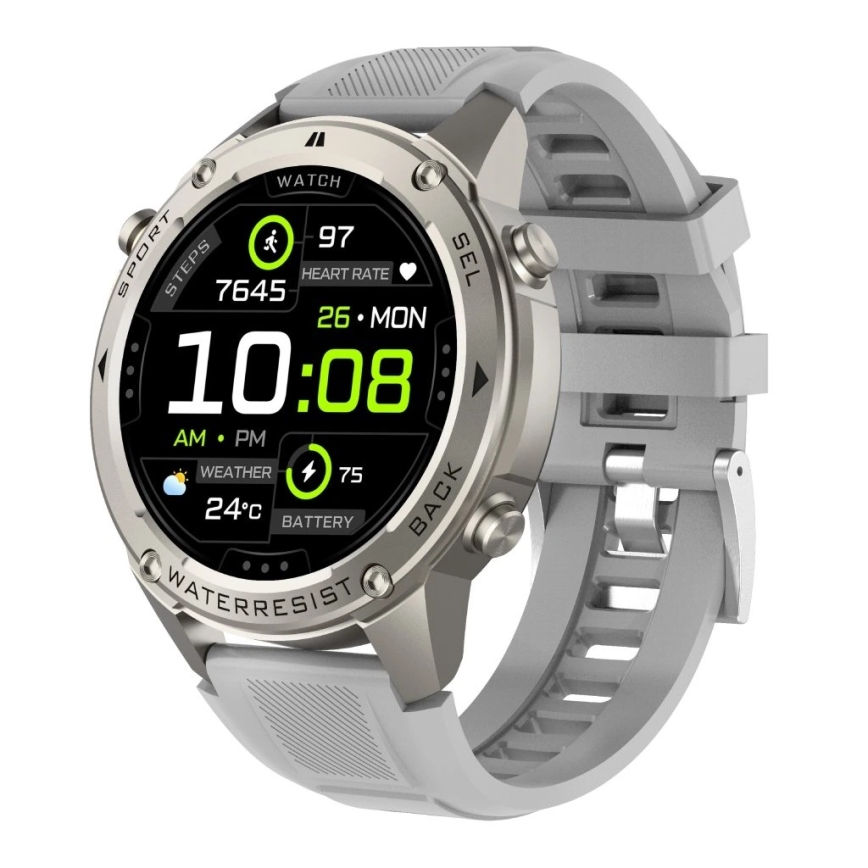 Aligator AW12SR - Smartwatch med GPS, 500 mAh, IP69K, sølv