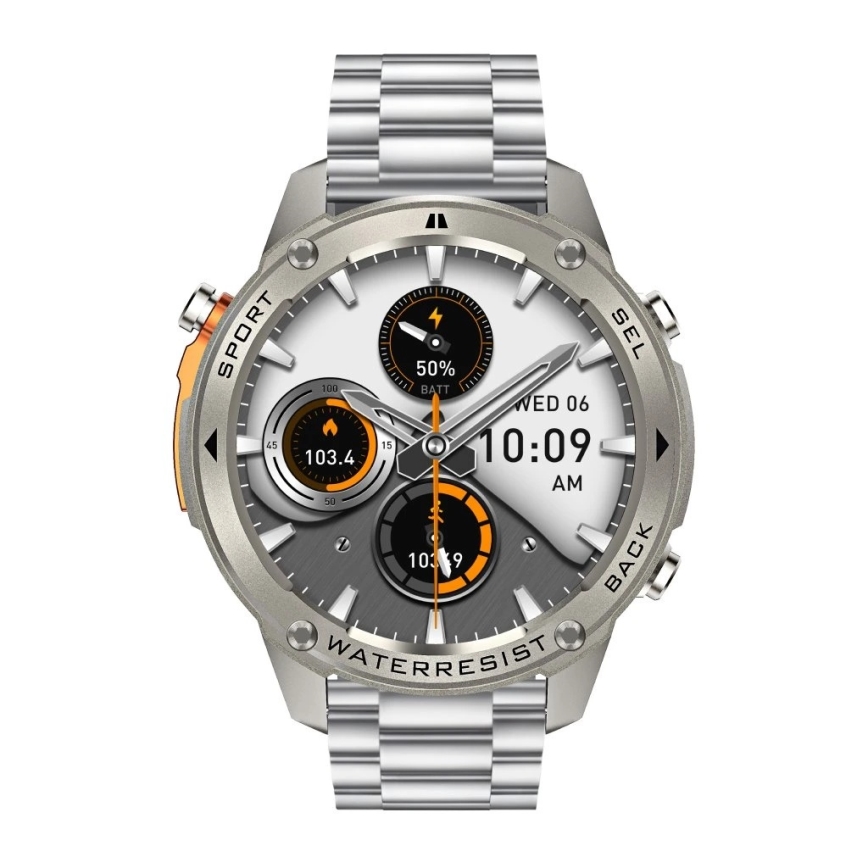 Aligator AW12SR - Smartwatch med GPS, 500 mAh, IP69K, sølv