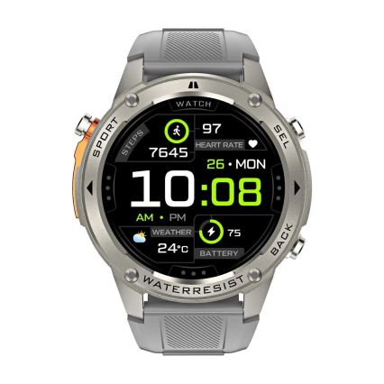 Aligator AW12SR - Smartwatch med GPS, 500 mAh, IP69K, sølv