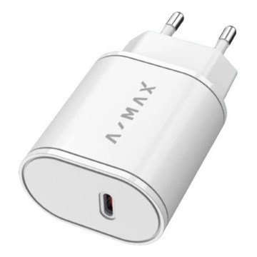 Aligator AX0001V - A-MAX Power Delivery 20W USB-C hurtigopladningsadapter, hvid