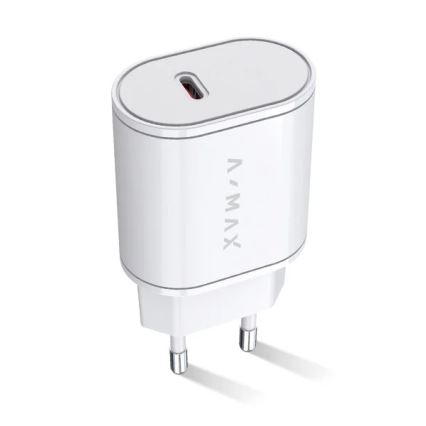 Aligator AX0001V - A-MAX Power Delivery 20W USB-C hurtigopladningsadapter, hvid