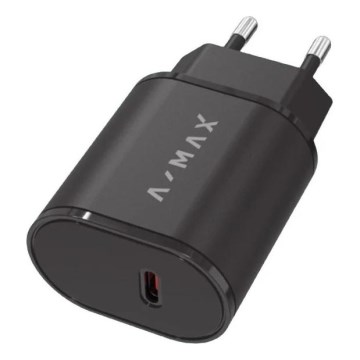 Aligator AX0002V - Hurtigopladningsadapter A-MAX Power Delivery 20W USB-C, sort