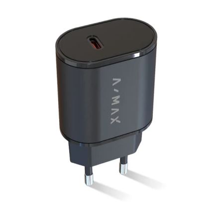Aligator AX0002V - Hurtigopladningsadapter A-MAX Power Delivery 20W USB-C, sort