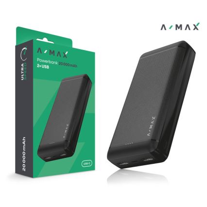 Aligator AX0004 - Powerbank A-MAX 20000 mAh 3,7 V sort