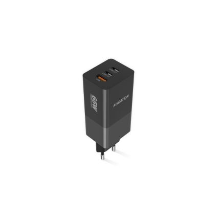 Aligator CHPD0027 - Hurtigoplader GaN med Power Delivery 65W 2x USB-C + USB-A, sort