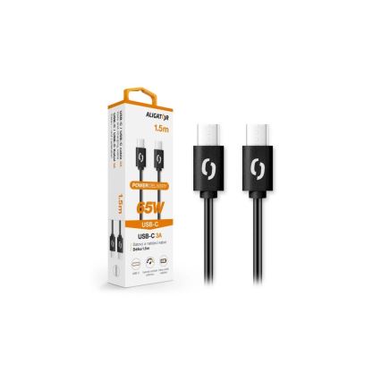 Aligator DATKP48 - USB-kabel USB-C / USB-C 65W Power Delivery 1,5m sort