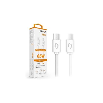 Aligator DATKP49 - USB-kabel USB-C / USB-C 65W Power Delivery 1,5 m hvid