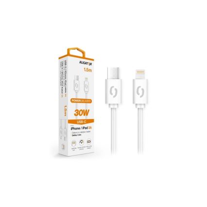 Aligator DATKP51 - USB-kabel USB-C / Lightning 30 W Power Delivery 1,5 m hvid