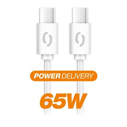 Aligator DATKP55 - USB kabel USB-C / USB-C 65W Power Delivery 0,5m hvid