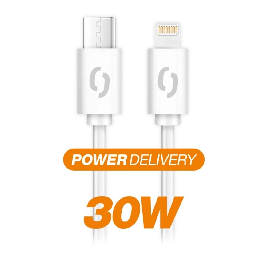 Aligator DATKP61 - USB-kabel USB-C/Lightning, 30 W Power Delivery, 2,5 m, hvid