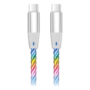 Aligator DATKP62 - USB-kabel USB-C / USB-C med LED-belysning 65 W Power Delivery 1,2 m