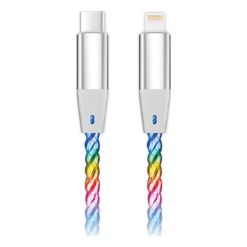 Aligator DATKP63 - USB kabel USB-C / Lightning med LED-belysning 30W Power Delivery 1,2m