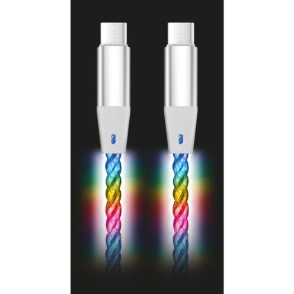 Aligator DATKP64 - USB-kabel USB-C / USB-C med LED-belysning 65 W Power Delivery 0,5 m