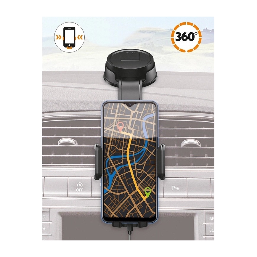 Aligator HA25 - Mobilholder til bilen med fleksibel arm, sort