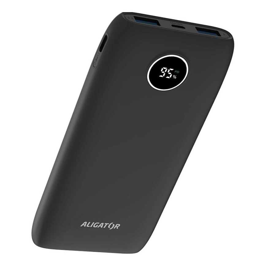 Aligator PBPD10BK - Powerbank med LCD-display Power Delivery 10000 mAh/20W/3,7V sort