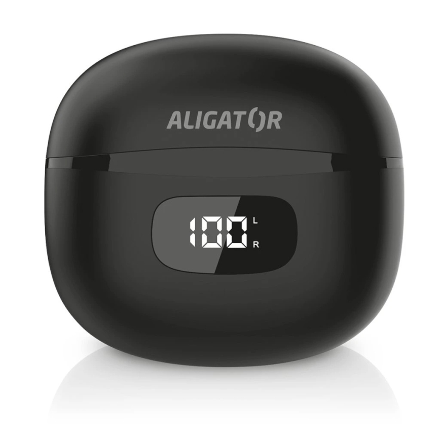 Aligator TWS08BK - Trådløse høretelefoner med ANC, 200 mAh + 2 x 30 mAh, IP40, sort