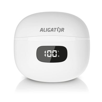 Aligator TWS08WT - trådløse TWS-ørepropper med ANC, 200 mAh opladningsetui + 2 x 30 mAh, IP40, hvid