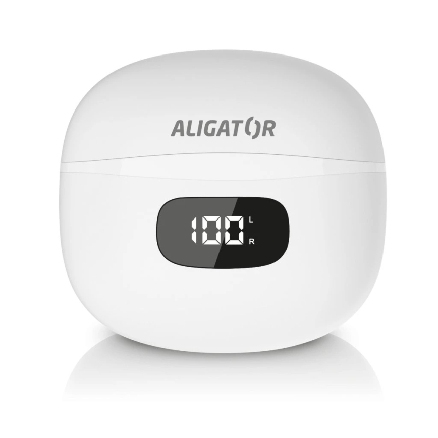 Aligator TWS08WT - trådløse TWS-ørepropper med ANC, 200 mAh opladningsetui + 2 x 30 mAh, IP40, hvid