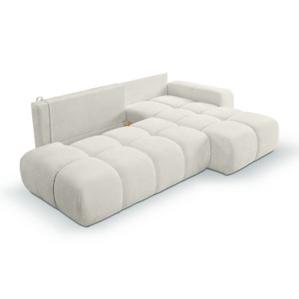 Udfoldelig hjørnesofa med opbevaringsplads i L-form ALMADA højre beige