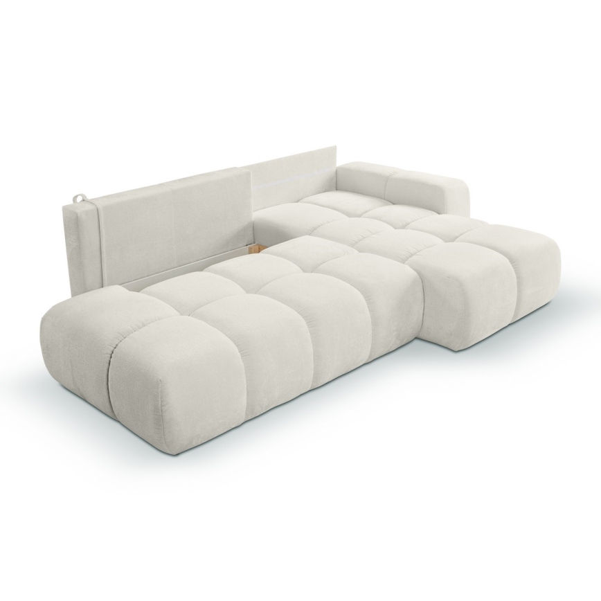 Udfoldelig hjørnesofa med opbevaringsplads i L-form ALMADA højre beige