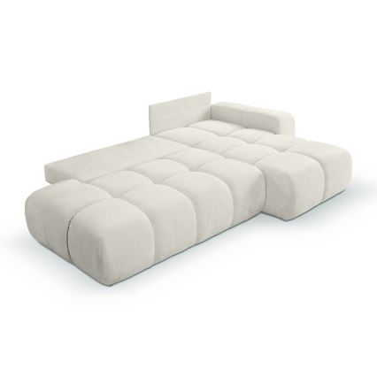 Udfoldelig hjørnesofa med opbevaringsplads i L-form ALMADA højre beige