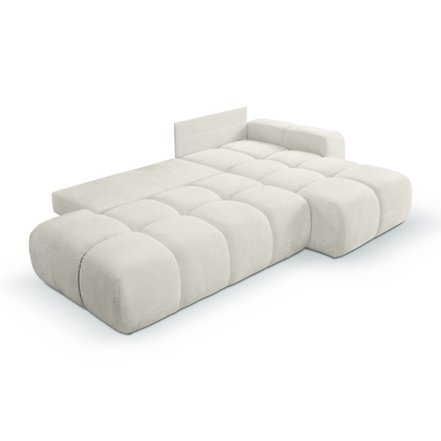 Udfoldelig hjørnesofa med opbevaringsplads i L-form ALMADA højre beige
