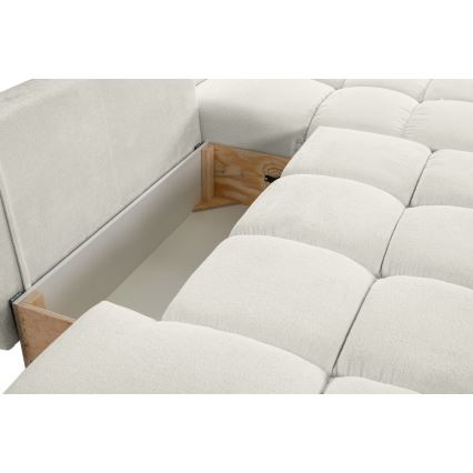 Udfoldelig hjørnesofa med opbevaringsplads i L-form ALMADA højre beige