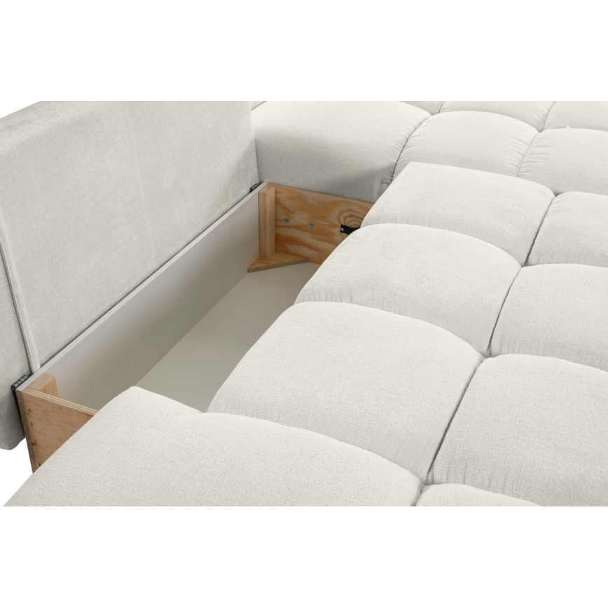 Udfoldelig hjørnesofa med opbevaringsplads i L-form ALMADA højre beige