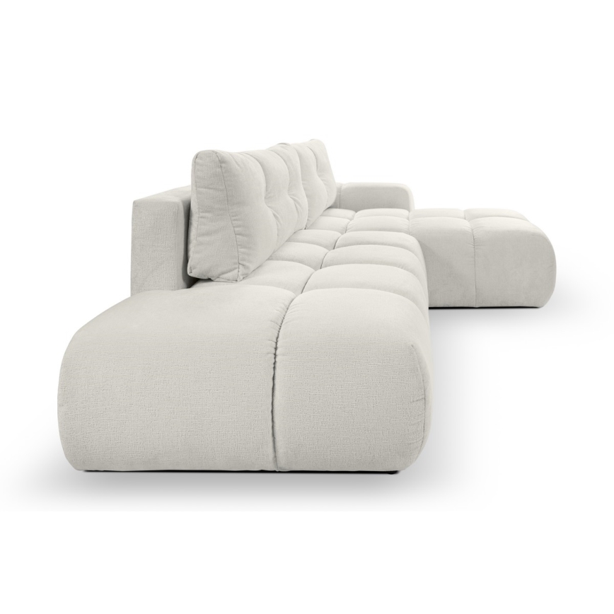 Udfoldelig hjørnesofa med opbevaringsplads i L-form ALMADA højre beige