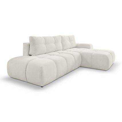 Udfoldelig hjørnesofa med opbevaringsplads i L-form ALMADA højre beige