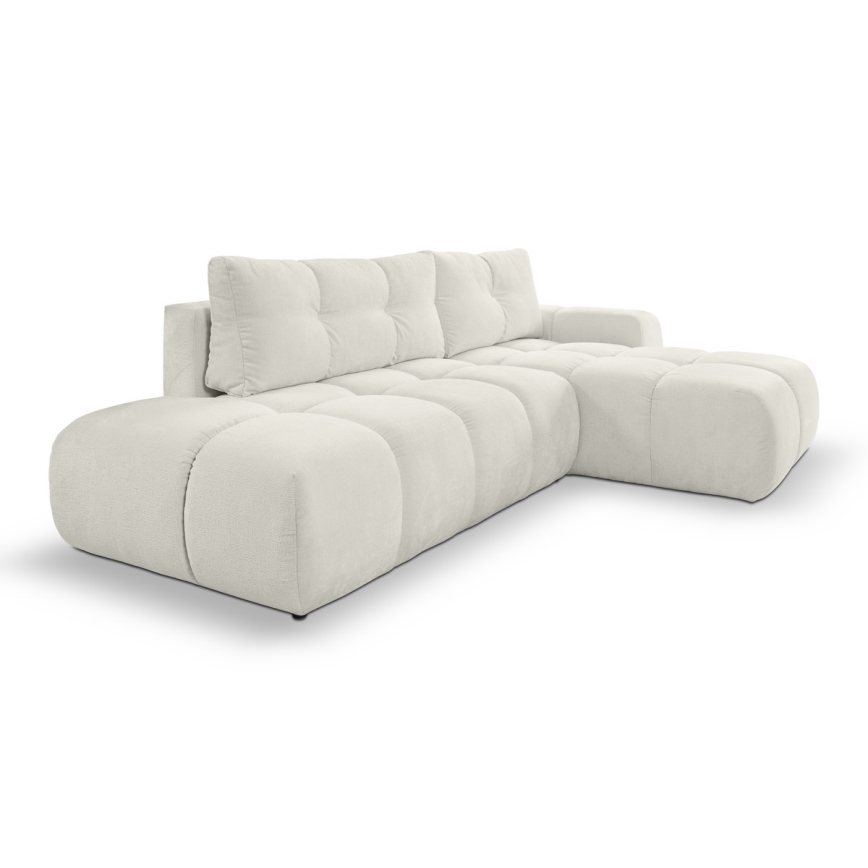 Udfoldelig hjørnesofa med opbevaringsplads i L-form ALMADA højre beige