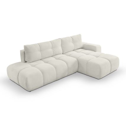 Udfoldelig hjørnesofa med opbevaringsplads i L-form ALMADA højre beige