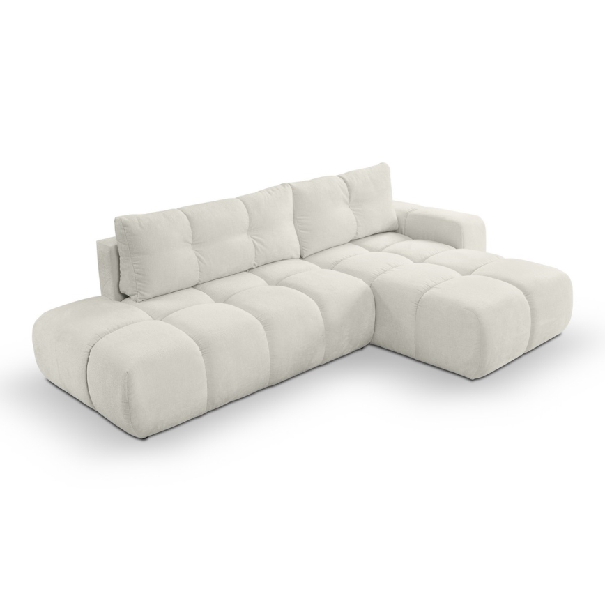 Udfoldelig hjørnesofa med opbevaringsplads i L-form ALMADA højre beige